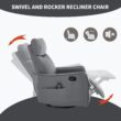 GZMR Heat Massage Rocker Swivel Manual Recliner Gray Faux leather Upholstered Swivel rocker Fixed-position