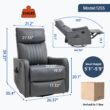 GZMR Heat Massage Rocker Swivel Manual Recliner Gray Faux leather Upholstered Swivel rocker Fixed-position