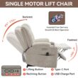 GZMR Heavy Duty 8-Point Vibration Massage Heating Power Lift Recliner Chair Beige Chenille Upholstered Powered Reclining Massage chair with Lift Assistance