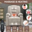 GZMR Heavy Duty 8-Point Vibration Massage Heating Power Lift Recliner Chair Beige Chenille Upholstered Powered Reclining Massage chair with Lift Assistance