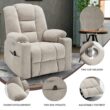 GZMR Heavy Duty 8-Point Vibration Massage Heating Power Lift Recliner Chair Beige Chenille Upholstered Powered Reclining Massage chair with Lift Assistance