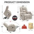 GZMR Heavy Duty 8-Point Vibration Massage Heating Power Lift Recliner Chair Beige Chenille Upholstered Powered Reclining Massage chair with Lift Assistance