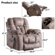 Bestier 40.9 in. W Khaki Power Lift Recliner Chair with Massage and Heating