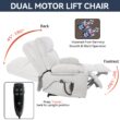 GZMR Vibration Massage and Lumbar Heating Dual Motor Power Lift Recliner Beige Gray Chenille Upholstered Powered Reclining Stationary Infinite-position with Lift Assistance
