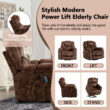 Bestier 40.6 in. W Brown Soft Fabric Power Lift Recliner Chair with Massage and Heating