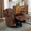 Bestier 40.6 in. W Brown Soft Fabric Power Lift Recliner Chair with Massage and Heating