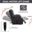 GZMR Up to 350 LBS 8-Point Vibration Massage Heating Power Lift Recliner Gray Polyester Upholstered Powered Reclining Stationary Infinite-position with Lift Assistance