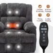 GZMR Up to 350 LBS 8-Point Vibration Massage Heating Power Lift Recliner Gray Polyester Upholstered Powered Reclining Stationary Infinite-position with Lift Assistance