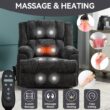 GZMR Up to 350 LBS 8-Point Vibration Massage Heating Power Lift Recliner Gray Polyester Upholstered Powered Reclining Stationary Infinite-position with Lift Assistance