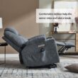 GZMR Up to 350 LBS 8-Point Vibration Massage Heating Power Lift Recliner Gray Polyester Upholstered Powered Reclining Stationary Infinite-position with Lift Assistance
