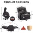 GZMR Up to 350 LBS 8-Point Vibration Massage Heating Power Lift Recliner Gray Polyester Upholstered Powered Reclining Stationary Infinite-position with Lift Assistance