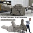 Boyel Living Brown Dual Motor Infinite Position Up to 350 LBS Chenille Power Lift Recliner Chair with Dual Cup Holders