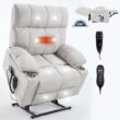 Boyel Living Beige Dual Motor Infinite Position Up to 350 LBS Chenille Power Lift Recliner Chair with Dual Cup Holders