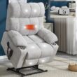 Boyel Living Beige Dual Motor Infinite Position Up to 350 LBS Chenille Power Lift Recliner Chair with Dual Cup Holders