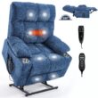 Boyel Living Blue Dual Motor Infinite Position Up to 350 LBS Chenille Power Lift Recliner Chair with Dual Cup Holders
