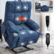 Boyel Living Blue Dual Motor Infinite Position Up to 350 LBS Chenille Power Lift Recliner Chair with Dual Cup Holders