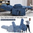 Boyel Living Blue Dual Motor Infinite Position Up to 350 LBS Chenille Power Lift Recliner Chair with Dual Cup Holders