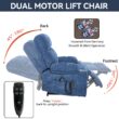 Boyel Living Blue Dual Motor Infinite Position Up to 350 LBS Chenille Power Lift Recliner Chair with Dual Cup Holders