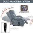 Boyel Living Gray Dual Motor Infinite Position Up to 350 LBS Chenille Power Lift Recliner Chair with Dual Cup Holders