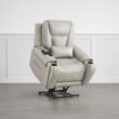 Circle 55 Gray Leather Upholstered Powered Reclining Stationary with Lift Assistance