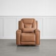 Circle 55 Saddle Leather Upholstered Powered Reclining Stationary with Lift Assistance