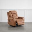 Circle 55 Saddle Leather Upholstered Powered Reclining Stationary with Lift Assistance