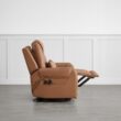 Circle 55 Saddle Leather Upholstered Powered Reclining Stationary with Lift Assistance