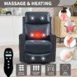 GZMR Heat Massage Rocker Swivel Manual Recliner Chair Navy Leather Upholstered Swivel rocker Infinite-position