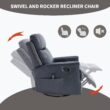 GZMR Heat Massage Rocker Swivel Manual Recliner Chair Navy Leather Upholstered Swivel rocker Infinite-position