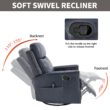 GZMR Heat Massage Rocker Swivel Manual Recliner Chair Navy Leather Upholstered Swivel rocker Infinite-position