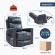 GZMR Heat Massage Rocker Swivel Manual Recliner Chair Navy Leather Upholstered Swivel rocker Infinite-position