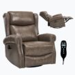 Bayfeve Brown Gray Genuine Leather Leather Upholstered Swivel rocker 3-position
