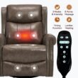 Bayfeve Brown Gray Genuine Leather Leather Upholstered Swivel rocker 3-position