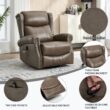 Bayfeve Brown Gray Genuine Leather Leather Upholstered Swivel rocker 3-position