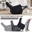 Huluwat Black Chenille Single Motor Power Lift Recliner Chair with Massage and Heat for Elderly Heavy Duty Motion Mechanism and One USB for Charging Max Reclining Angle 155