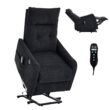 Huluwat Black Chenille Single Motor Power Lift Recliner Chair with Massage and Heat for Elderly Heavy Duty Motion Mechanism and One USB for Charging Max Reclining Angle 155