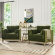 Jennifer Taylor Home Knox 36-in W Farmhouse Olive Green Velvet Accent Armchair