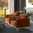 Jennifer Taylor Home 36 W Modern Burnt Orange Velvet Accent Armchair