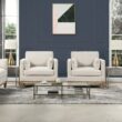 Jennifer Taylor Home Knox 36-in W Farmhouse French Beige Velvet Accent Armchair