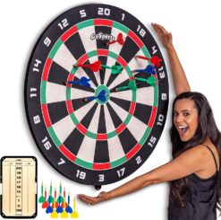 GoSports Giant 3 ft or 4 ft Cork Dartboards - Includes 12 Giant Darts and Scoreboard - New Fun Twist on Darts