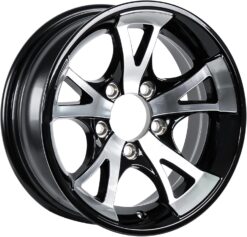 eCustomrim Aluminum Trailer Wheel 13X5 13 Inch 5 Lug 4.5 Center A1411 Black Rim, Durable Utility Trailer Wheel for Towing Applications