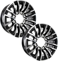 eCustomrim 2-Pack Aluminum Trailer Wheels 16X6 16 Inch Wheel Black Machined 8 Lug Rim 3.75 Center Bore