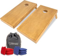 GoSports Premium 4 ft x 2 ft Regulation Competition-Ready Cornhole Board Set - Thick Wooden Board with Stop and Slide Bags - Complete Set for Yard Games, Backyard Outdoor Party Events