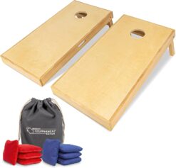 GoSports Premium 4 ft x 2 ft Regulation Competition-Ready Cornhole Board Set - Thick Wooden Board with Stop and Slide Bags - Complete Set for Yard Games, Backyard Outdoor Party Events