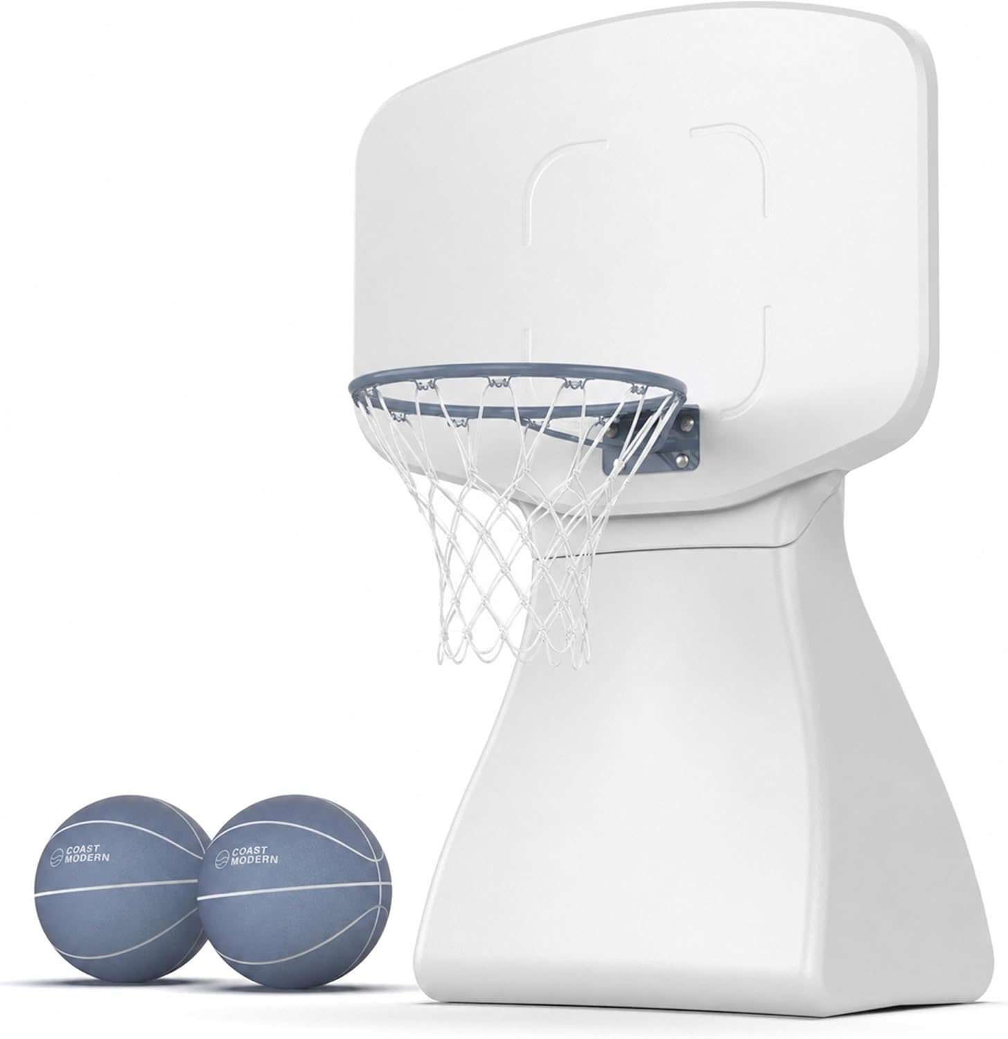 GoSports Coast Modern Poolside Basketball Hoop with Wheels - Premium Outdoor Pool Basketball Hoop with 2 Swimming Pool Basketballs and Ball Pump, White Coast Modern Poolside Basketball Hoop with Wheels - Premium Outdoor Pool Basketball Hoop with 2 Swimming Pool Basketballs and Ball Pump