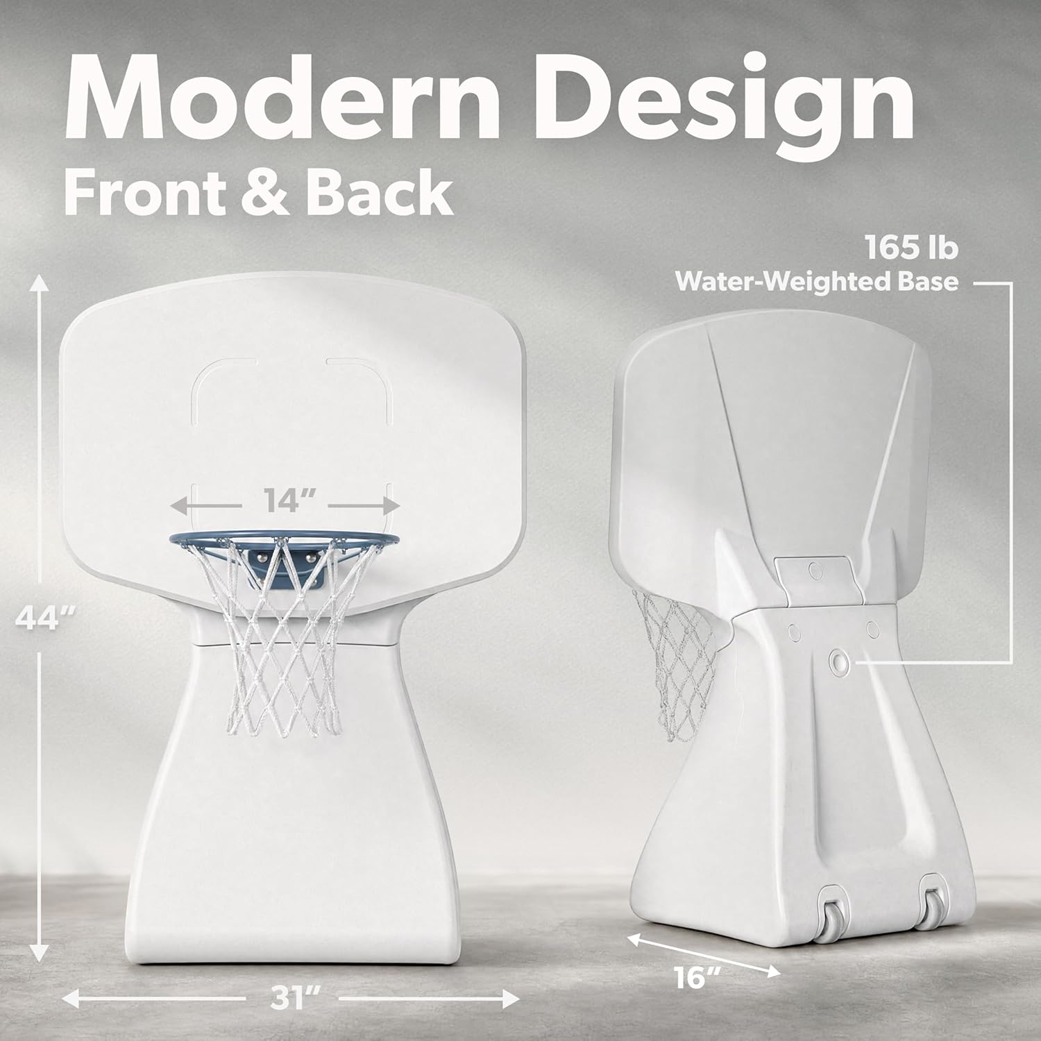 GoSports Coast Modern Poolside Basketball Hoop with Wheels - Premium Outdoor Pool Basketball Hoop with 2 Swimming Pool Basketballs and Ball Pump, White Coast Modern Poolside Basketball Hoop with Wheels - Premium Outdoor Pool Basketball Hoop with 2 Swimming Pool Basketballs and Ball Pump