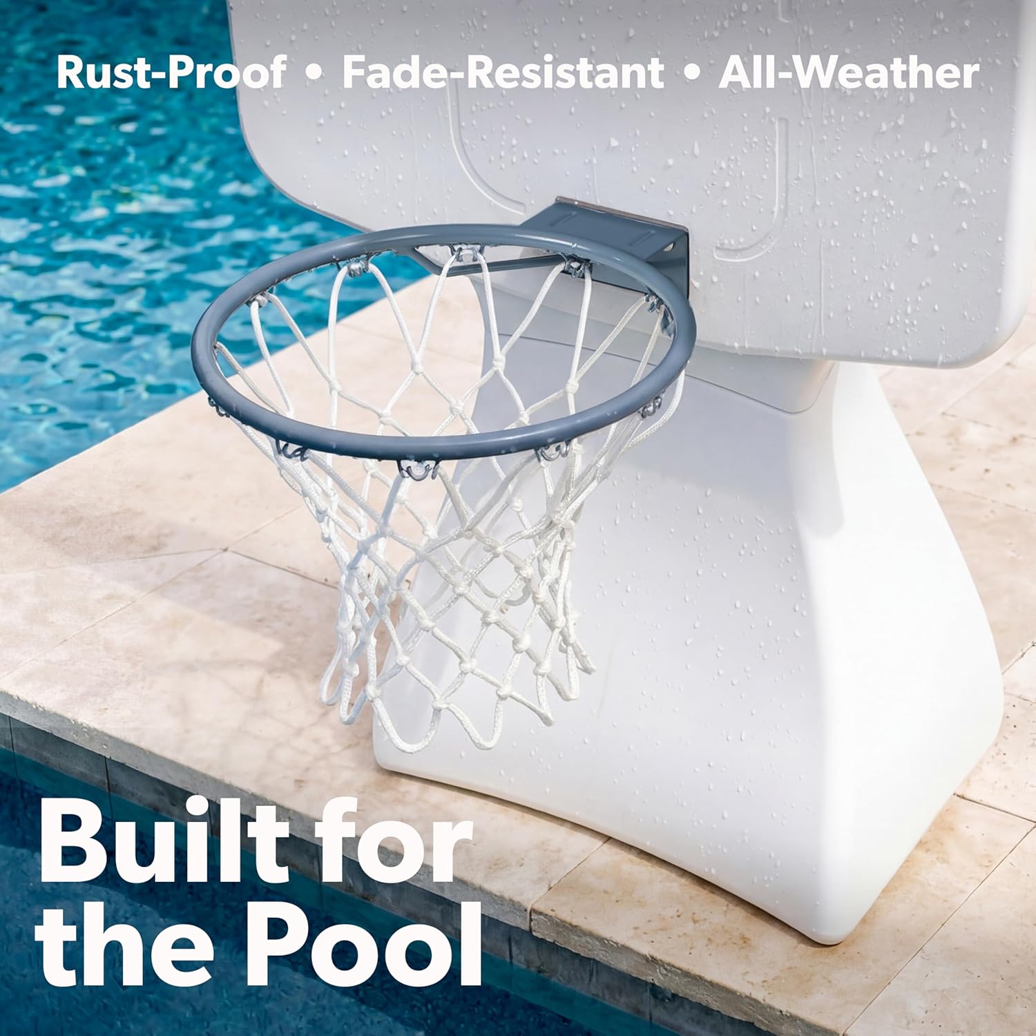 GoSports Coast Modern Poolside Basketball Hoop with Wheels - Premium Outdoor Pool Basketball Hoop with 2 Swimming Pool Basketballs and Ball Pump, White Coast Modern Poolside Basketball Hoop with Wheels - Premium Outdoor Pool Basketball Hoop with 2 Swimming Pool Basketballs and Ball Pump