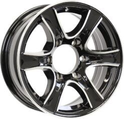 eCustomrim Aluminum Trailer Wheel 15X6 15 Inch Thoroughbred Black 6 Lug On 5.5 Inch Center Rim