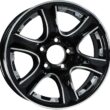 eCustomrim Aluminum Trailer Wheel 14X5.5 5 Lug 4.5 Center Thoroughbred Black Chrome Accent Rim