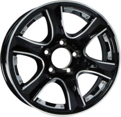 eCustomrim Aluminum Trailer Wheel 14X5.5 5 Lug 4.5 Center Thoroughbred Black Chrome Accent Rim